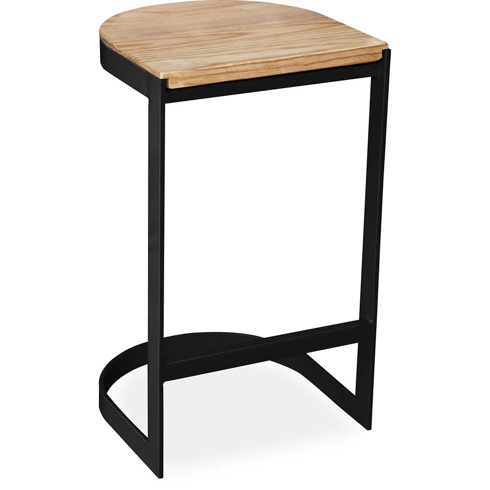 Industrial Design Bar Stool - Wood & Metal - 60cm - Lia image 8