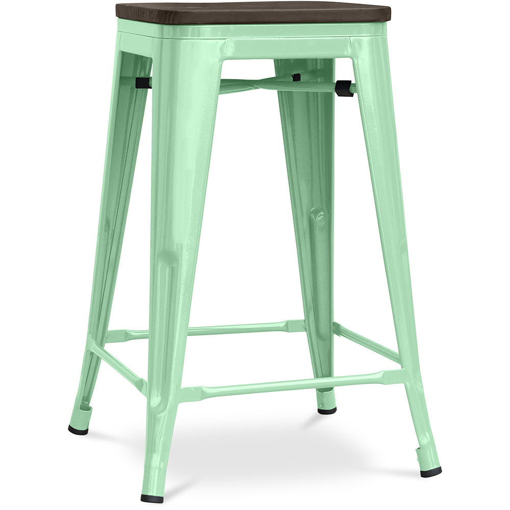 Bar Stool - Industrial Design - Wood & Steel - 60cm -Stylix image 8