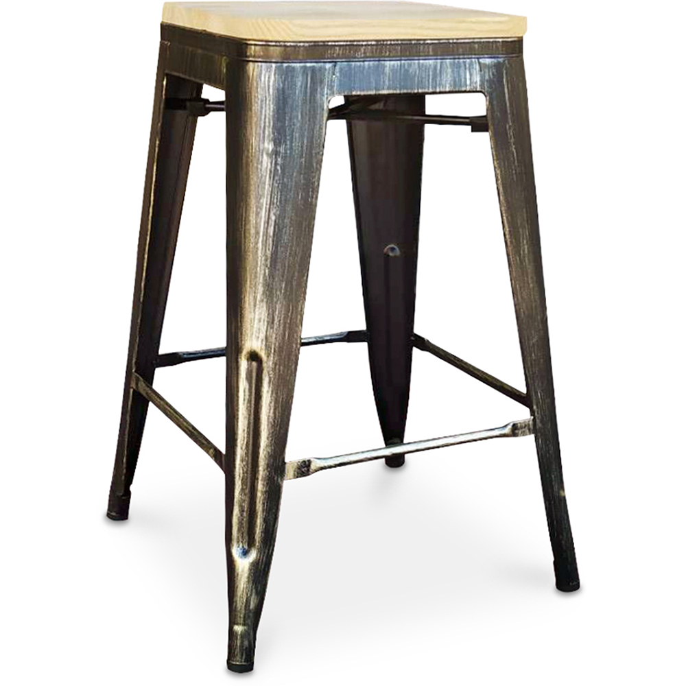  Buy Industrial Design Bar Stool - Wood & Steel - 61cm - Stylix Metallic bronze 59696 - in the UK