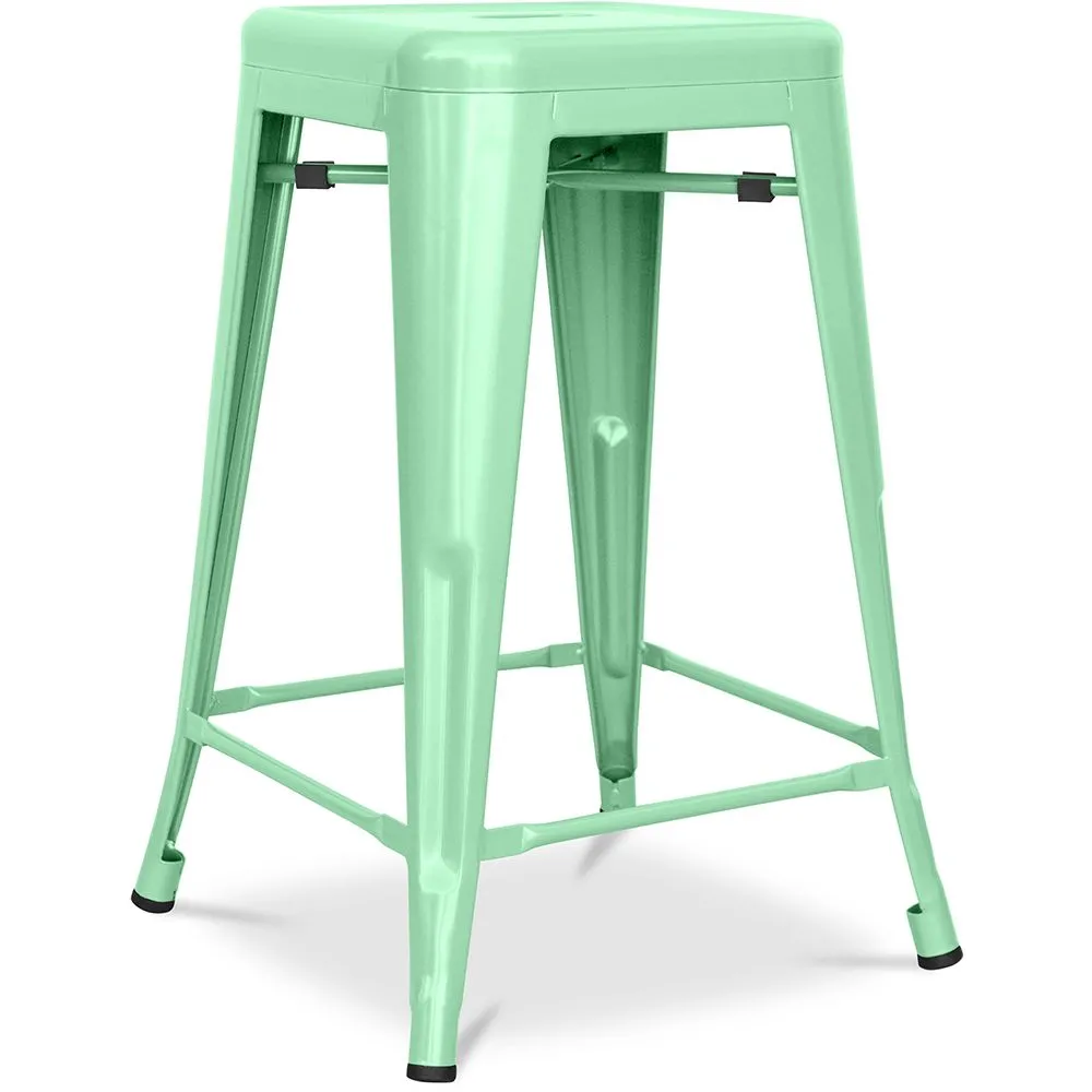 Industrial Design Bar Stool - Matte Steel - 60cm - Stylix image 8
