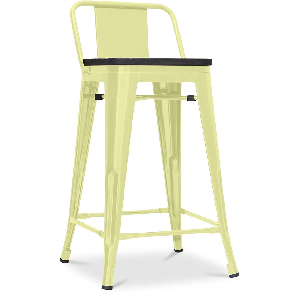 Industrial Design Bar Stool with Backrest - Wood & Steel - 60 cm - Stylix image 8