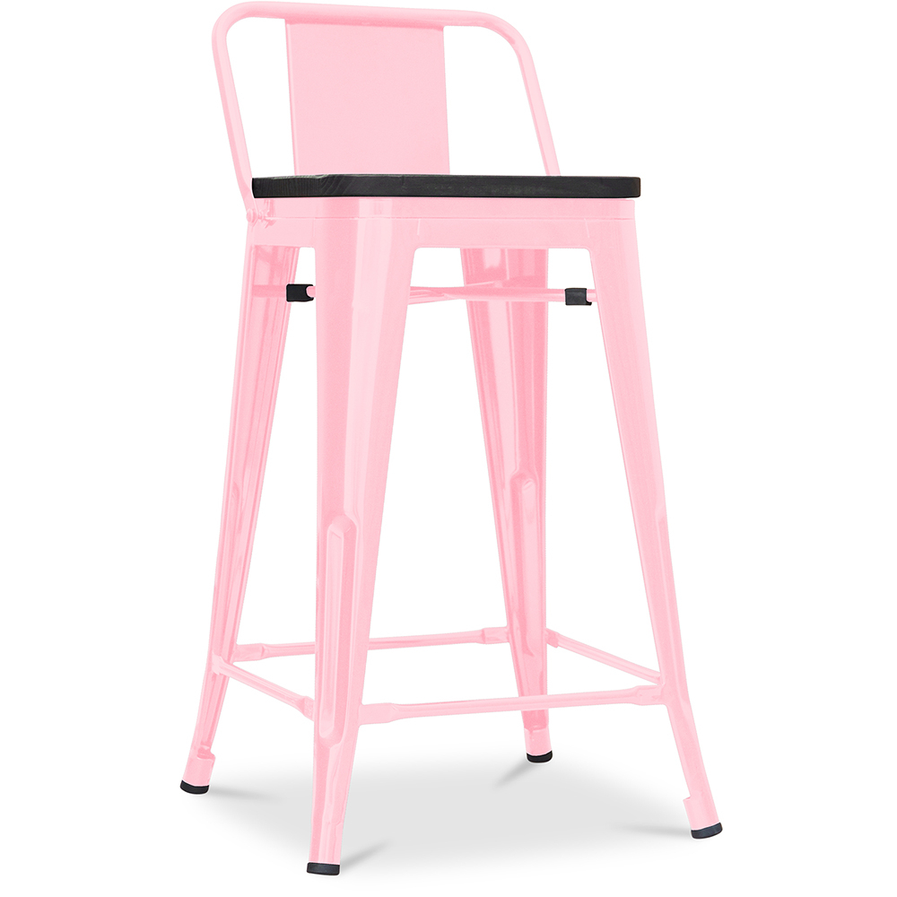  Buy Industrial Design Bar Stool with Backrest - Wood & Steel - 60 cm - Stylix Pink 59117 - in the UK