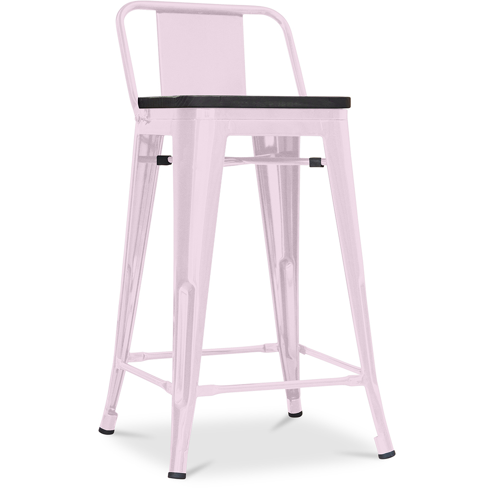  Buy Industrial Design Bar Stool with Backrest - Wood & Steel - 60 cm - Stylix Pastel pink 59117 - in the UK