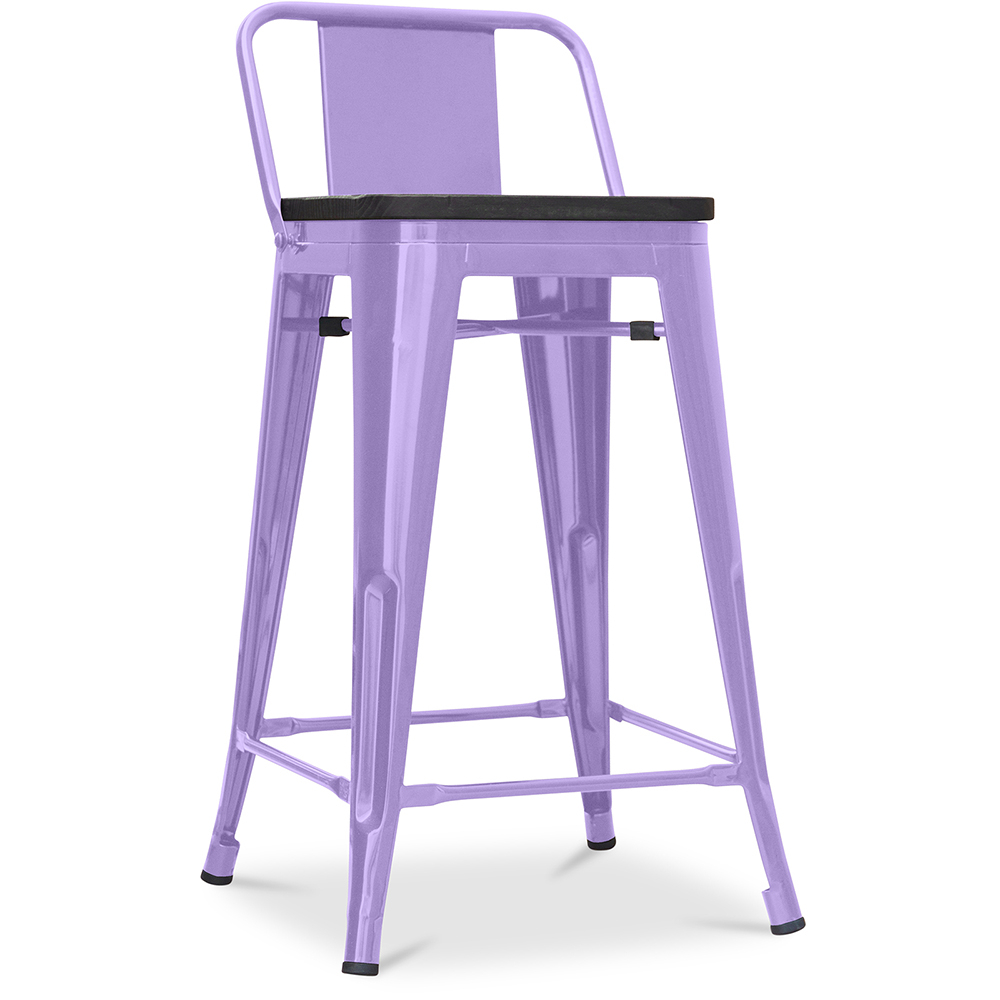 Industrial Design Bar Stool with Backrest - Wood & Steel - 60 cm - Stylix image 8