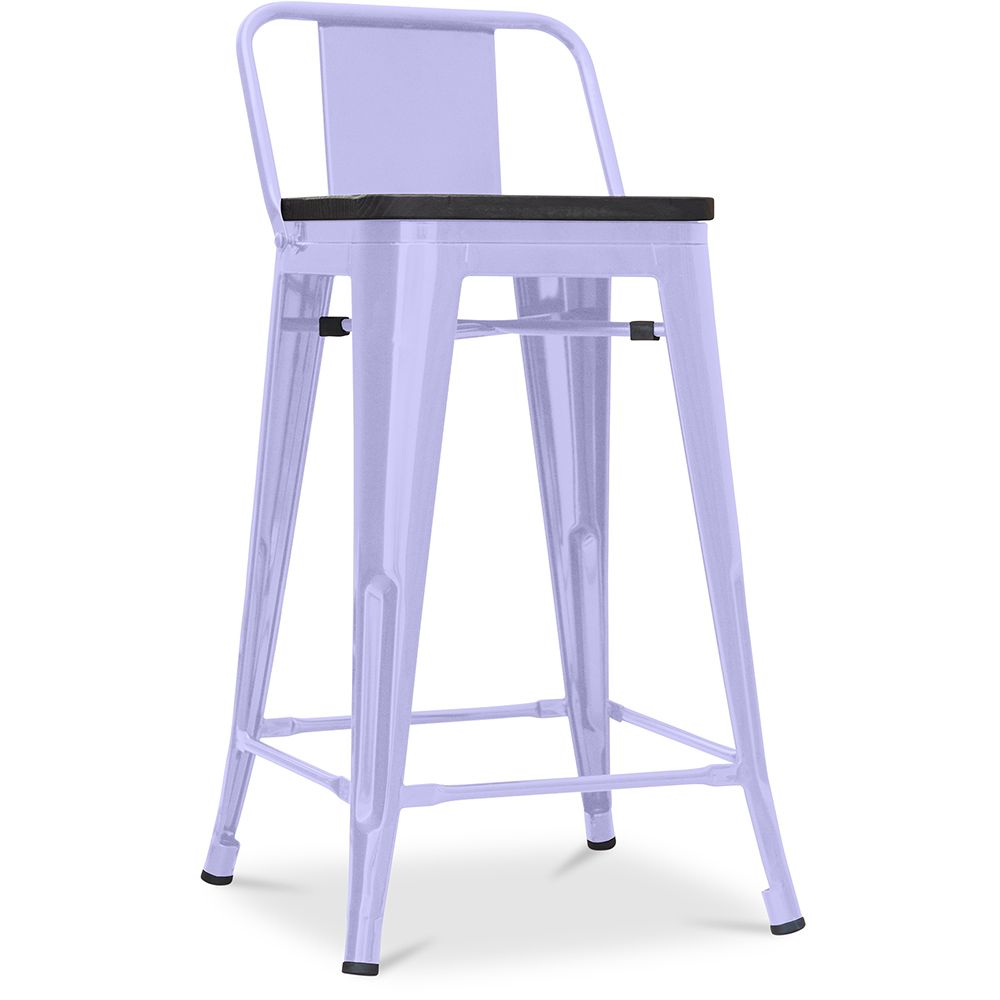 Industrial Design Bar Stool with Backrest - Wood & Steel - 60 cm - Stylix image 8