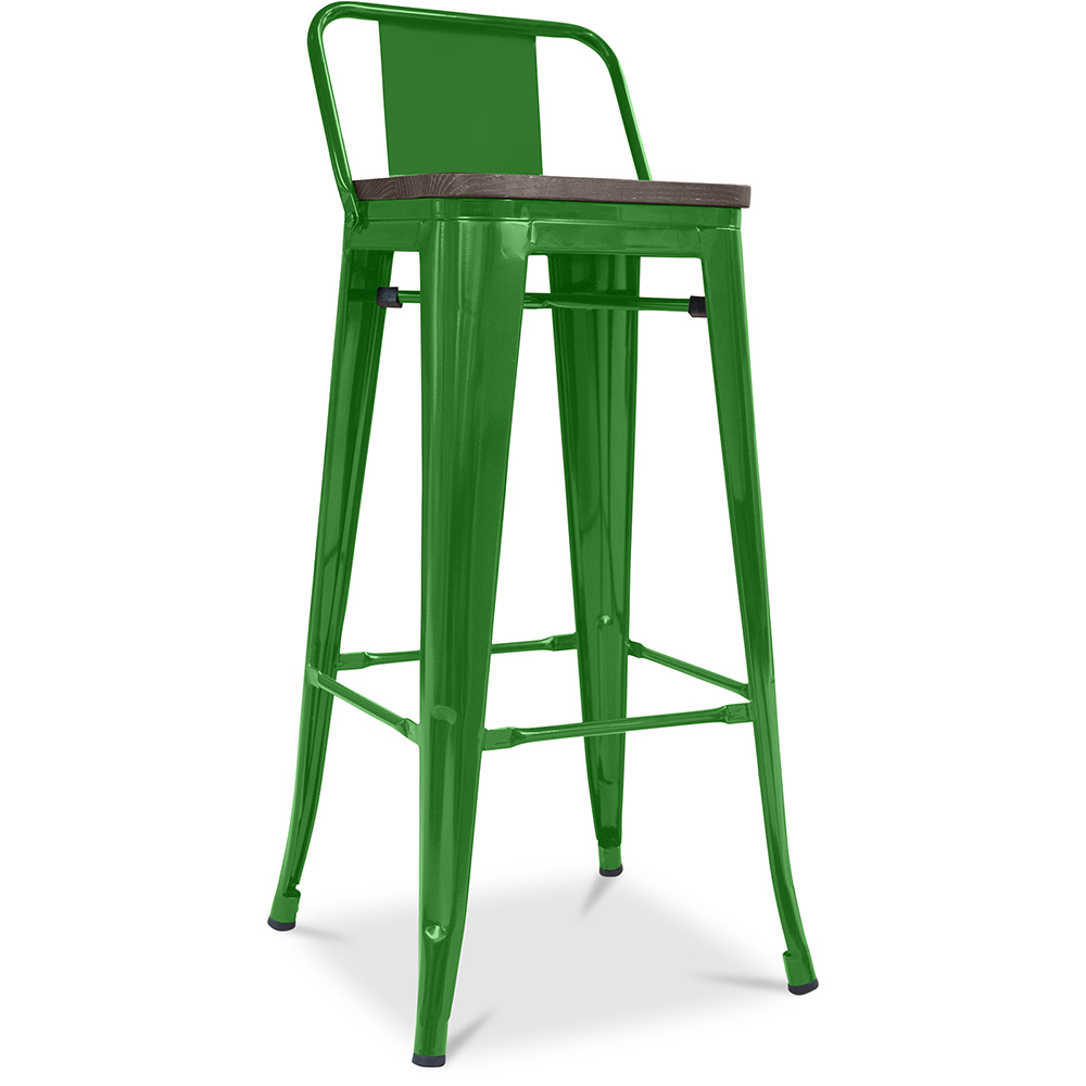  Buy Industrial Design Bar Stool with Backrest - Wood & Steel - 76cm - Stylix Green 59118 - in the UK