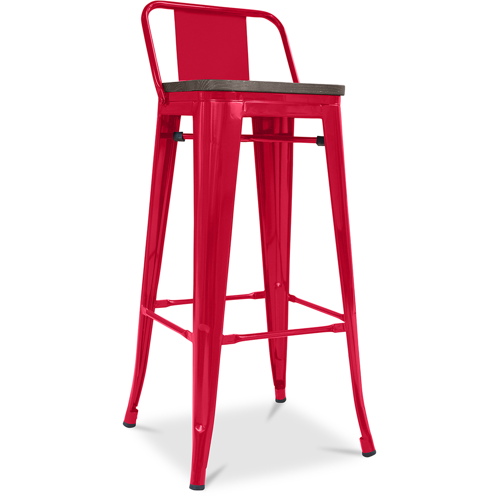  Buy Industrial Design Bar Stool with Backrest - Wood & Steel - 76cm - Stylix Red 59118 - in the UK