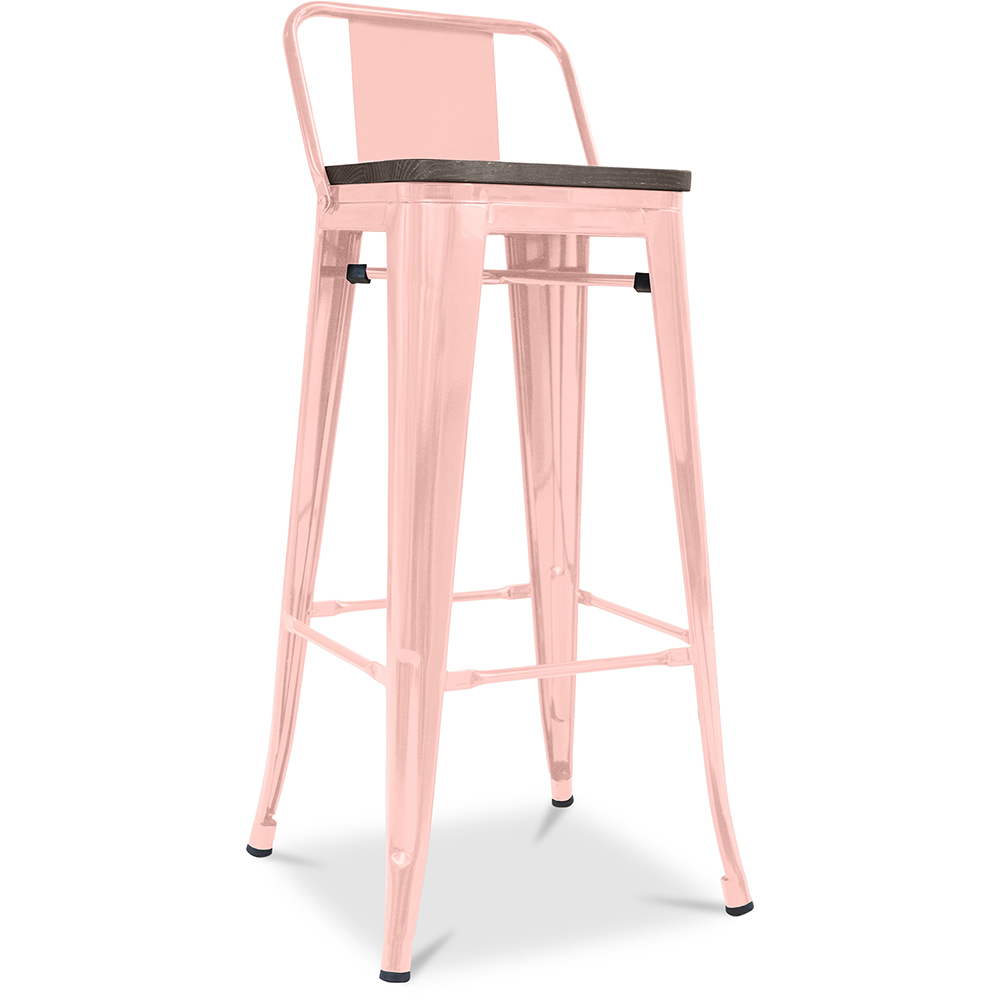  Buy Industrial Design Bar Stool with Backrest - Wood & Steel - 76cm - Stylix Pastel orange 59118 - in the UK