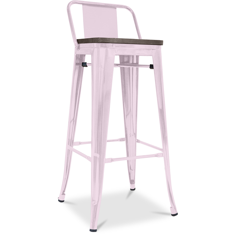 Industrial Design Bar Stool with Backrest - Wood & Steel - 76cm - Stylix image 8