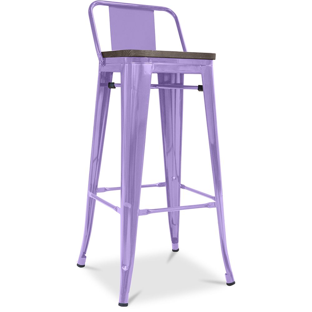 Industrial Design Bar Stool with Backrest - Wood & Steel - 76cm - Stylix image 8