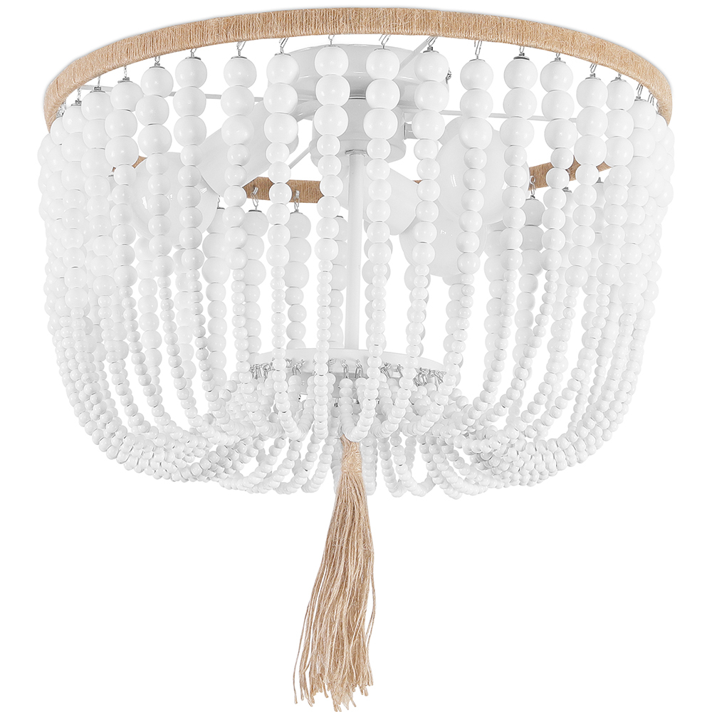  Buy Wooden Ball Ceiling Lamp - Boho Bali Style Plafond - Kanda White 59828 - in the UK