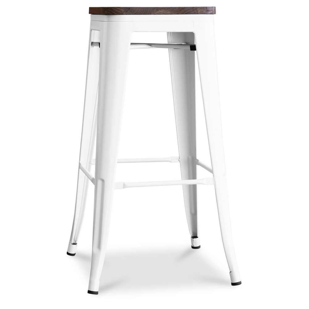 Industrial Design Bar Stool - Wood & Steel - 76cm - Stylix image 8