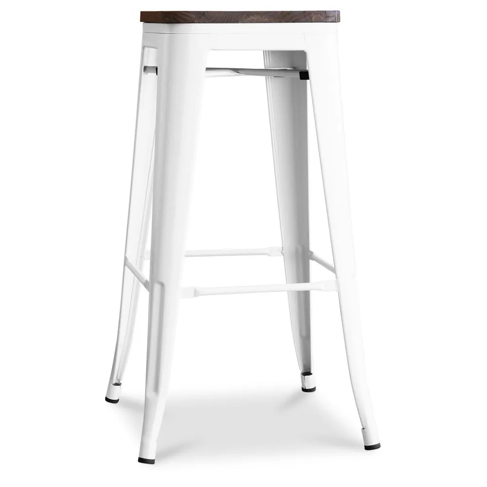 Industrial Design Bar Stool - Wood & Steel - 76cm - Stylix image 8