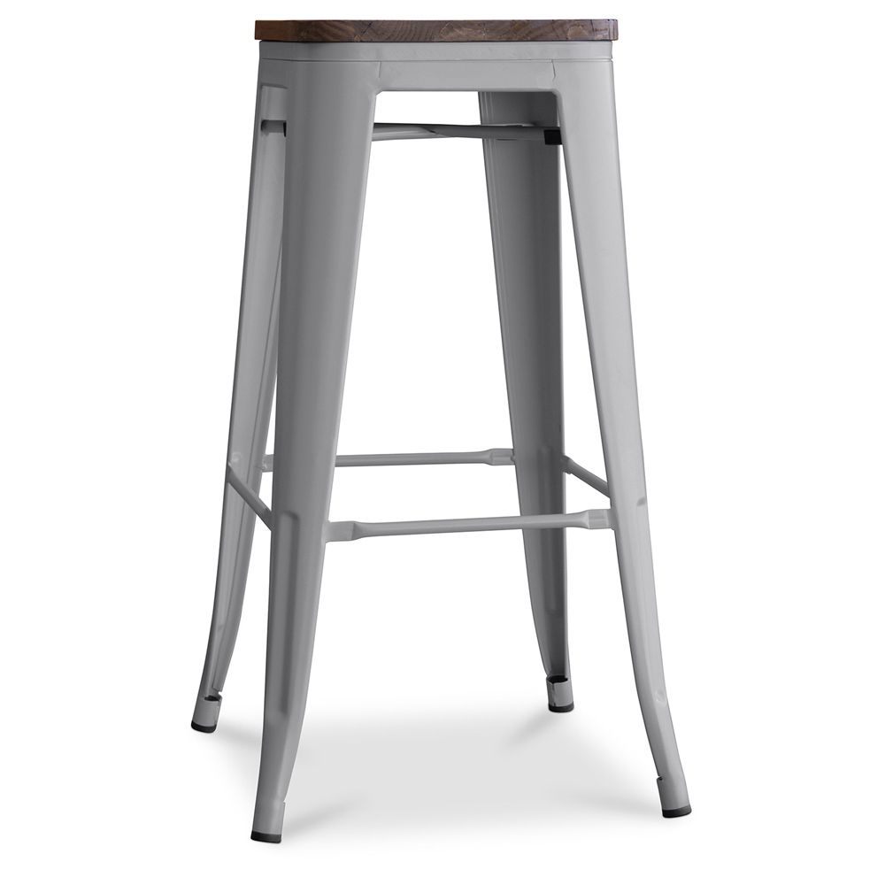 Industrial Design Bar Stool - Wood & Steel - 76cm - Stylix image 8