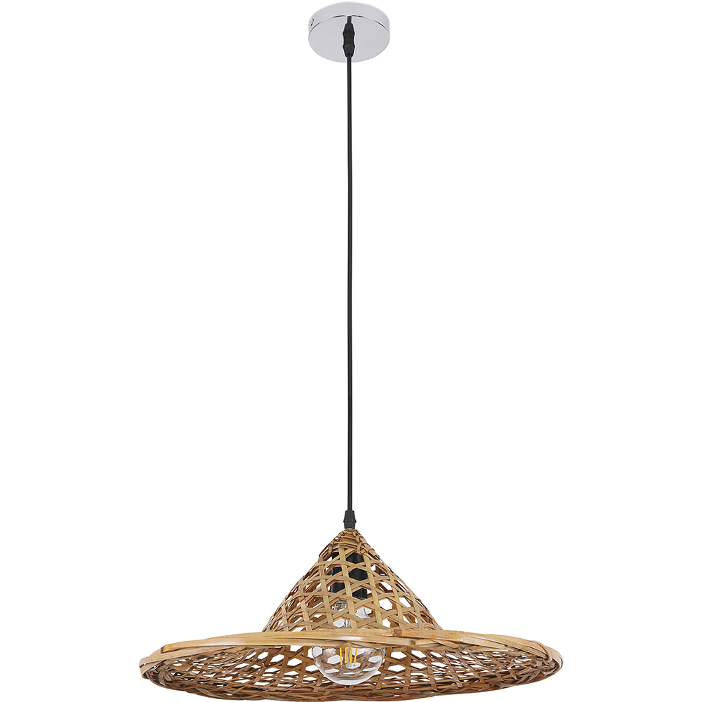  Buy Bamboo Ceiling Lamp - Boho Bali Design Pendant Lamp - Flora Natural wood 59854 - in the UK