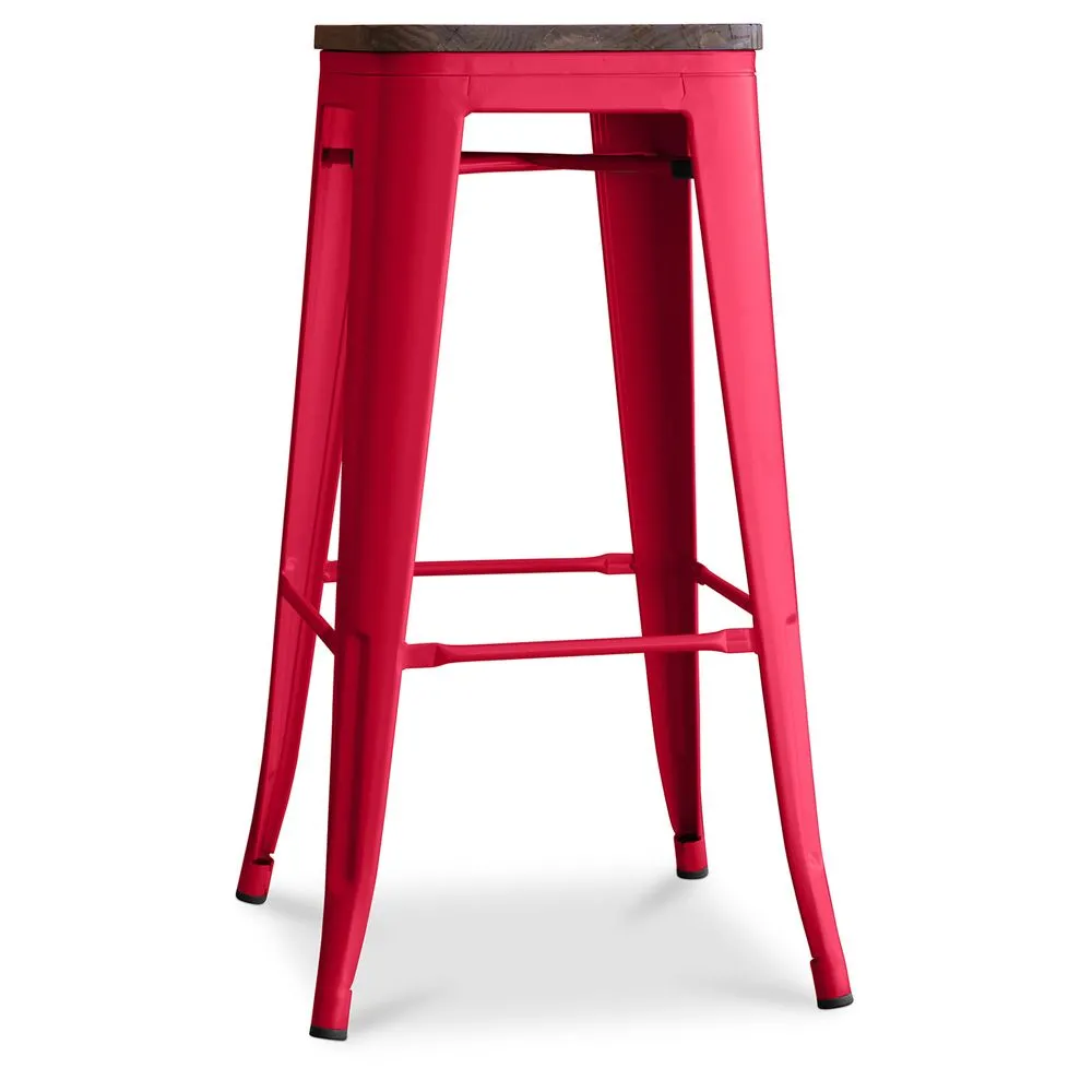 Industrial Design Bar Stool - Wood & Steel - 76cm - Stylix image 8