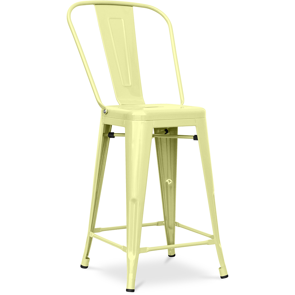  Buy Bar Stool with Backrest - Industrial Design - 60cm - Stylix Pastel yellow 58410 - in the UK