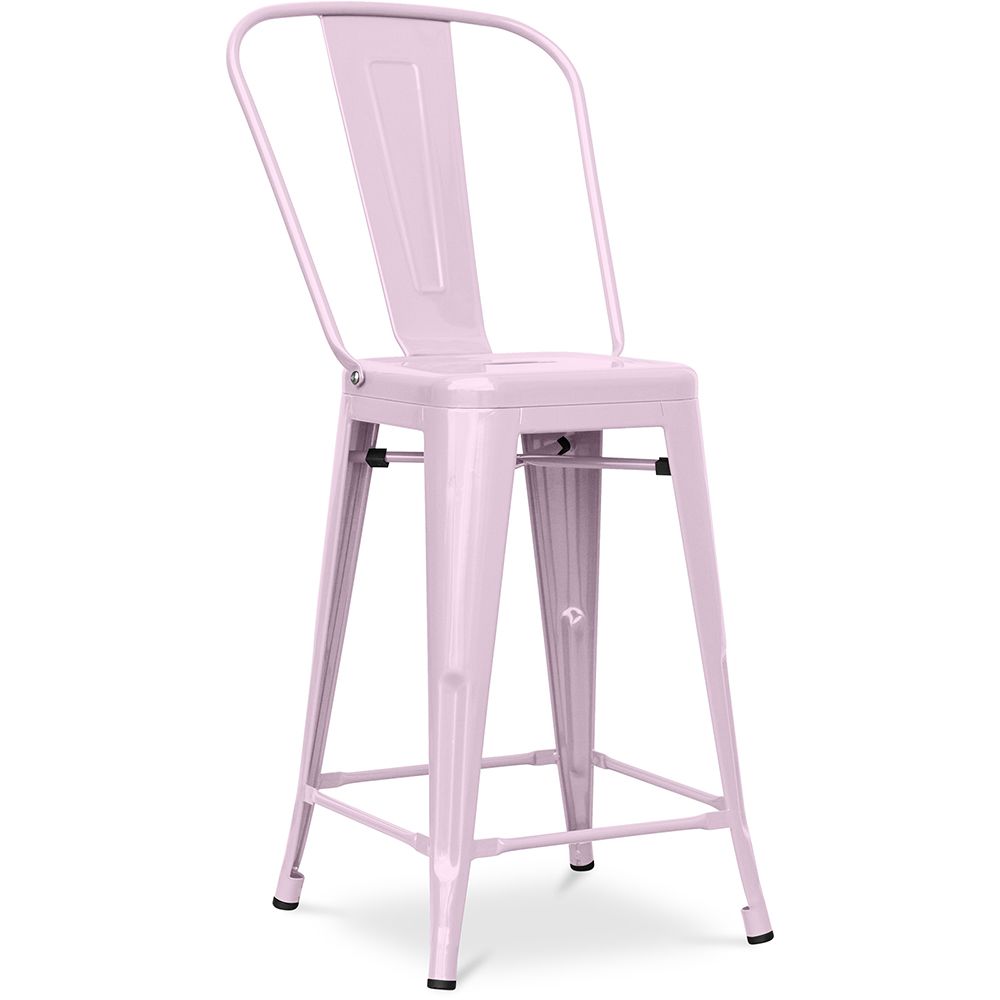 Bar Stool with Backrest - Industrial Design - 60cm - Stylix image 8