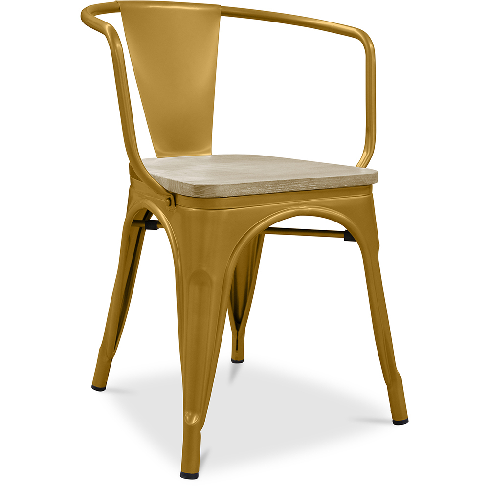  Buy Dining Chair with Armrests - Wood and Steel - Stylix Gold 59711 - in the UK