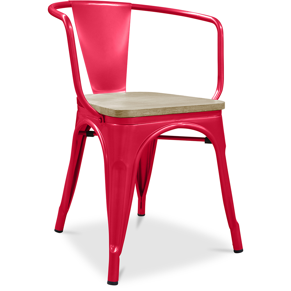  Buy Dining Chair with Armrests - Wood and Steel - Stylix Red 59711 - in the UK