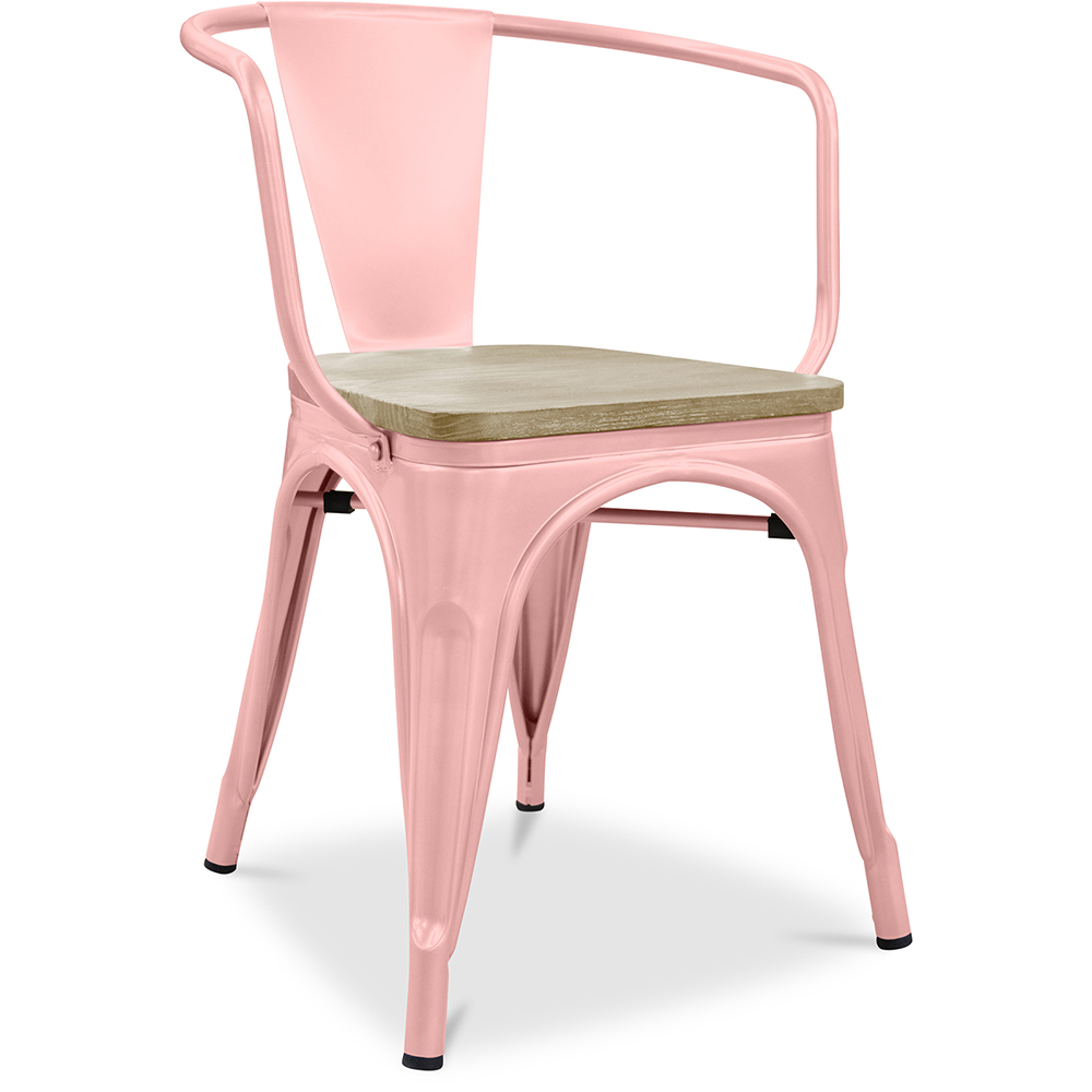  Buy Dining Chair with Armrests - Wood and Steel - Stylix Pastel orange 59711 - in the UK