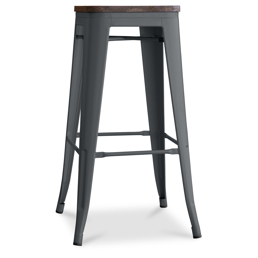  Buy Industrial Design Bar Stool - Wood & Steel - 76cm - Stylix Dark grey 99954406 - in the UK