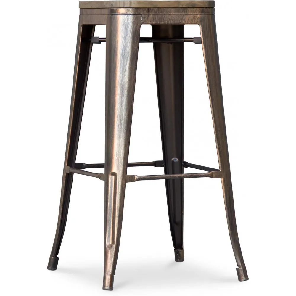 Industrial Design Bar Stool - Wood & Steel - 76cm - Stylix image 8