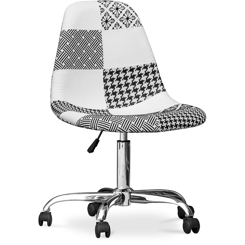  Buy Office Chair with Castors - Desk Chair Upholstered in Black and White Patchwork - Denisse White / Black 59864 - in the UK