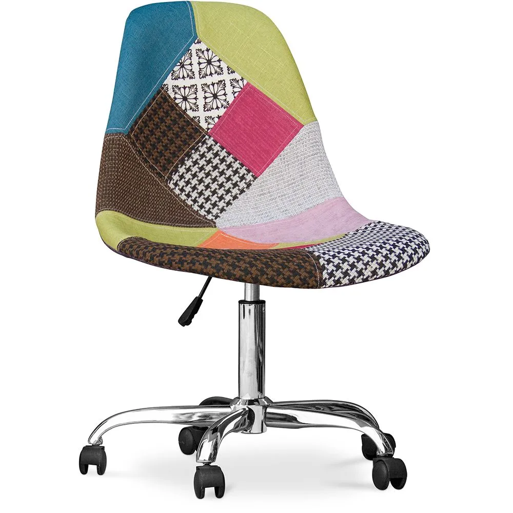 Office Chair with Wheels - Desk Chair - Upholstered in Patchwork -  Simona  image 8