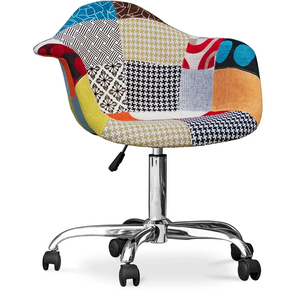 
Office Chair with Armrests - Desk Chair with Wheels - Upholstered in Patchwork - Patty image 8