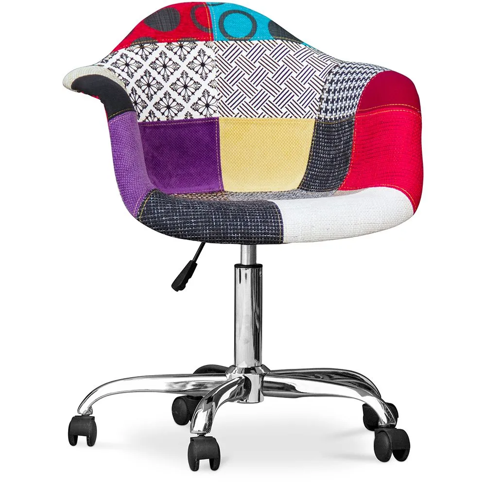 
Office Chair with Armrests - Desk Chair with Wheels - Upholstered in Patchwork - Ray image 8