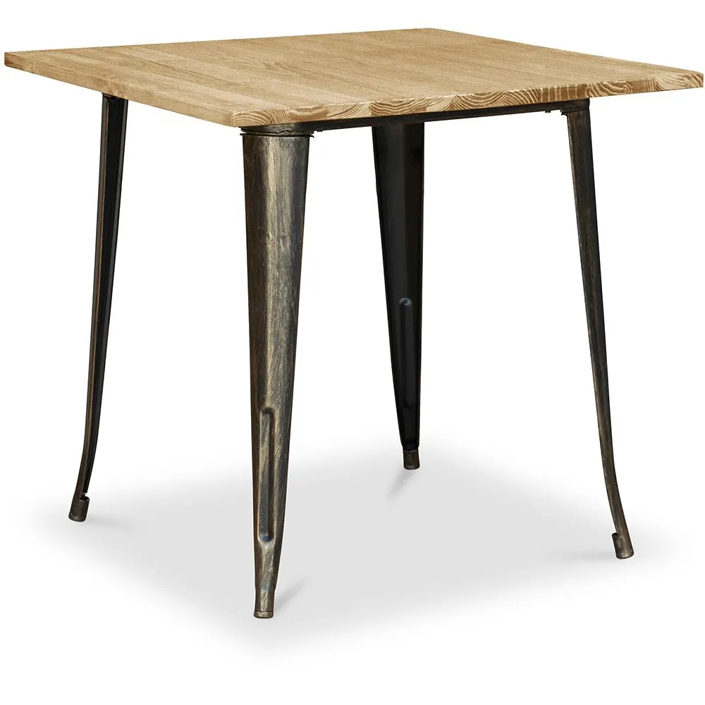 Square Industrial Dining Table - Wood and Metal - Stylix image 8