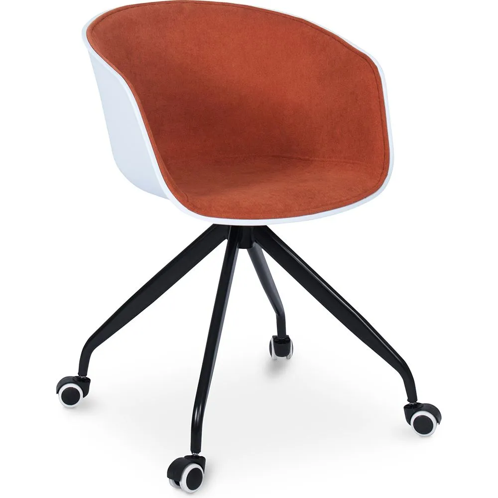Office Chair with Armrests - Desk Chair with Castors - Black and White - Jodie image 8