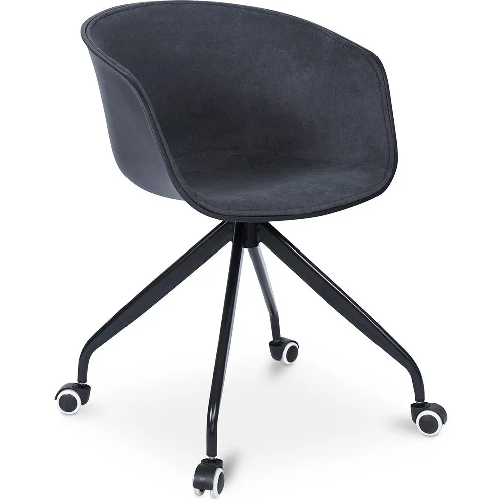 Upholstered Office Chair with Armrests - Desk Chair with Castors - Black and White - Jodie image 8