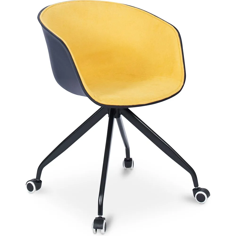 Upholstered Office Chair with Armrests - Desk Chair with Castors - Black and White - Jodie image 8
