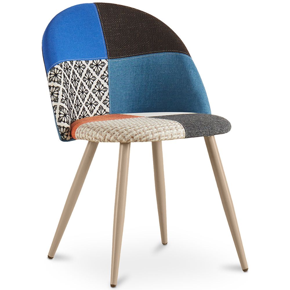 Dining Chair - Upholstered in Patchwork - Scandinavian Style - Evelyne image 8