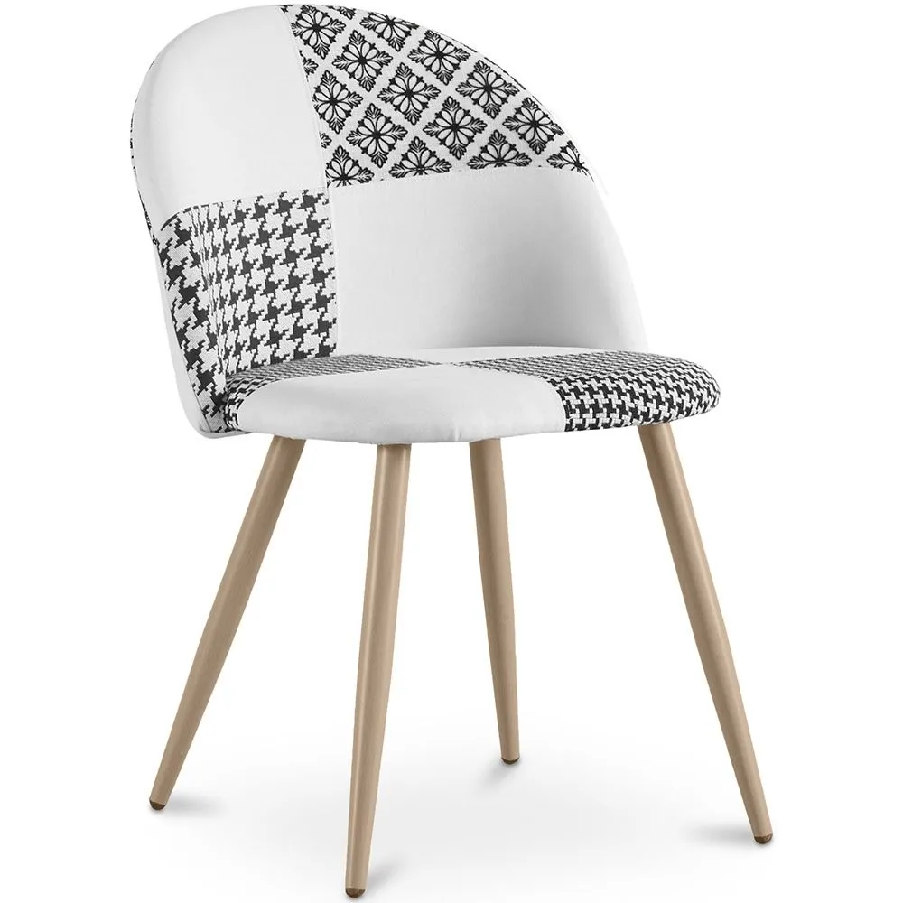 Dining Chair - Upholstered in Black and White Patchwork - Evelyne image 8