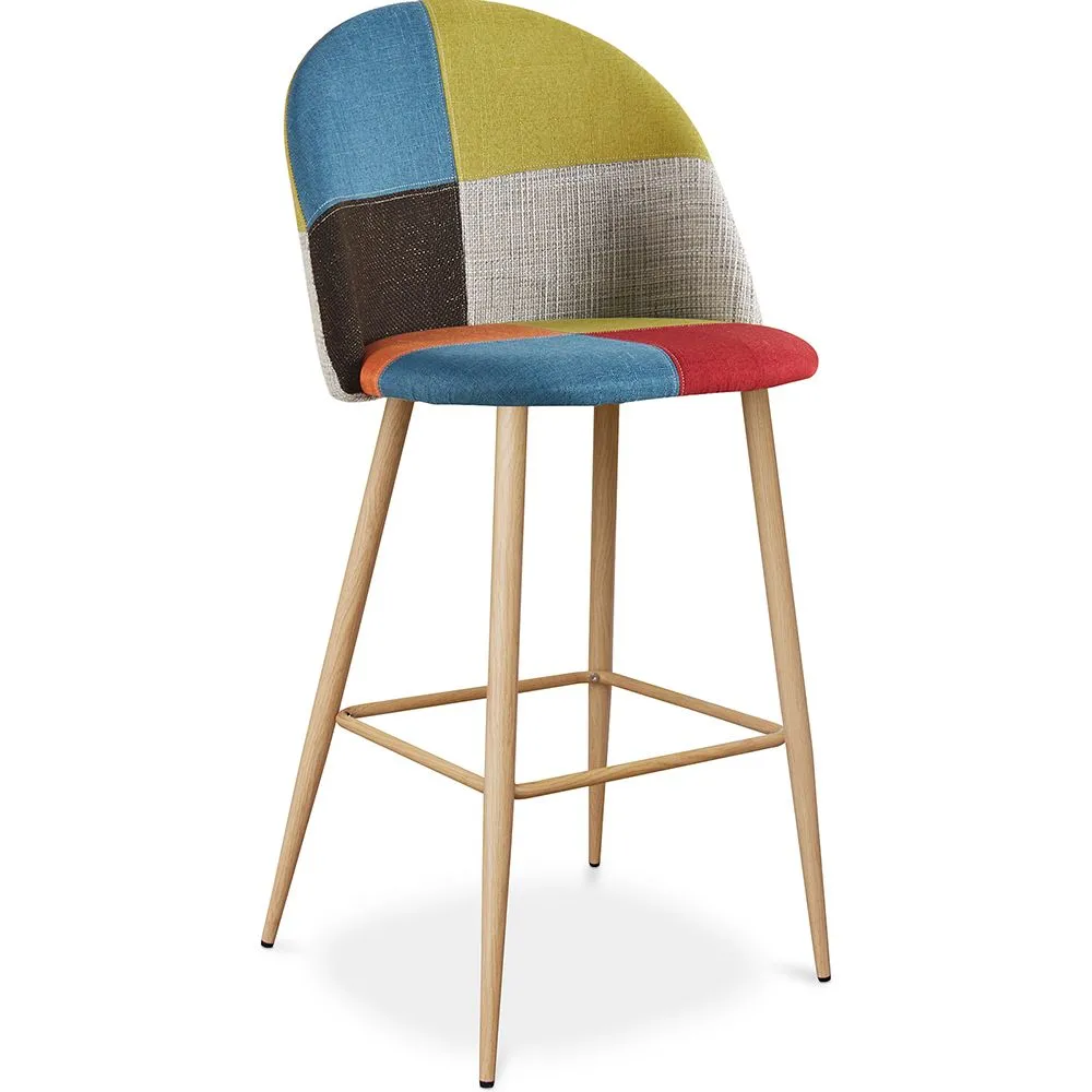 Patchwork Upholstered Stool - Scandinavian Style - Evelyne image 8