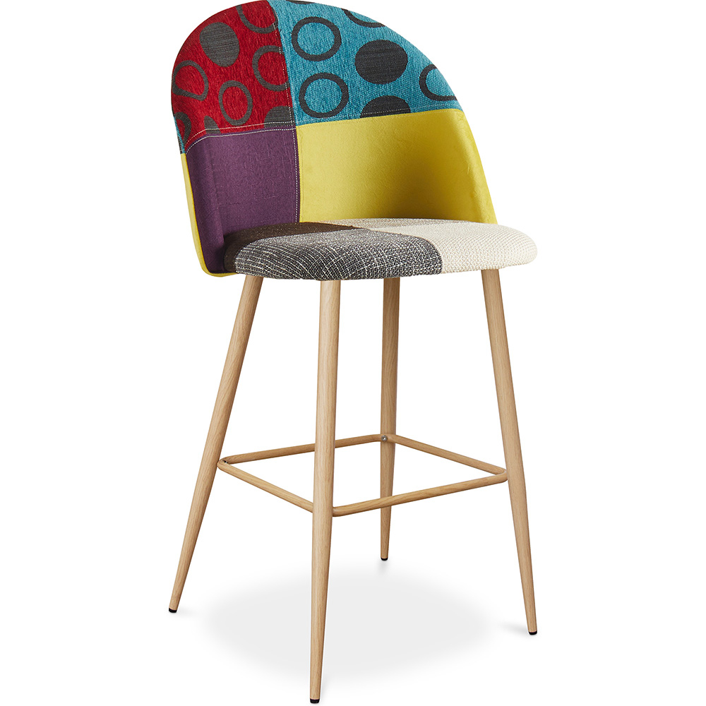  Buy Patchwork Upholstered Stool - Scandinavian Style - Evelyne Multicolour 59945 - in the UK