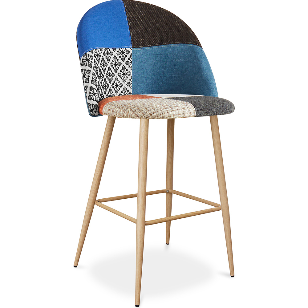  Buy Patchwork Upholstered Stool - Scandinavian Style - Evelyne Multicolour 59946 - in the UK