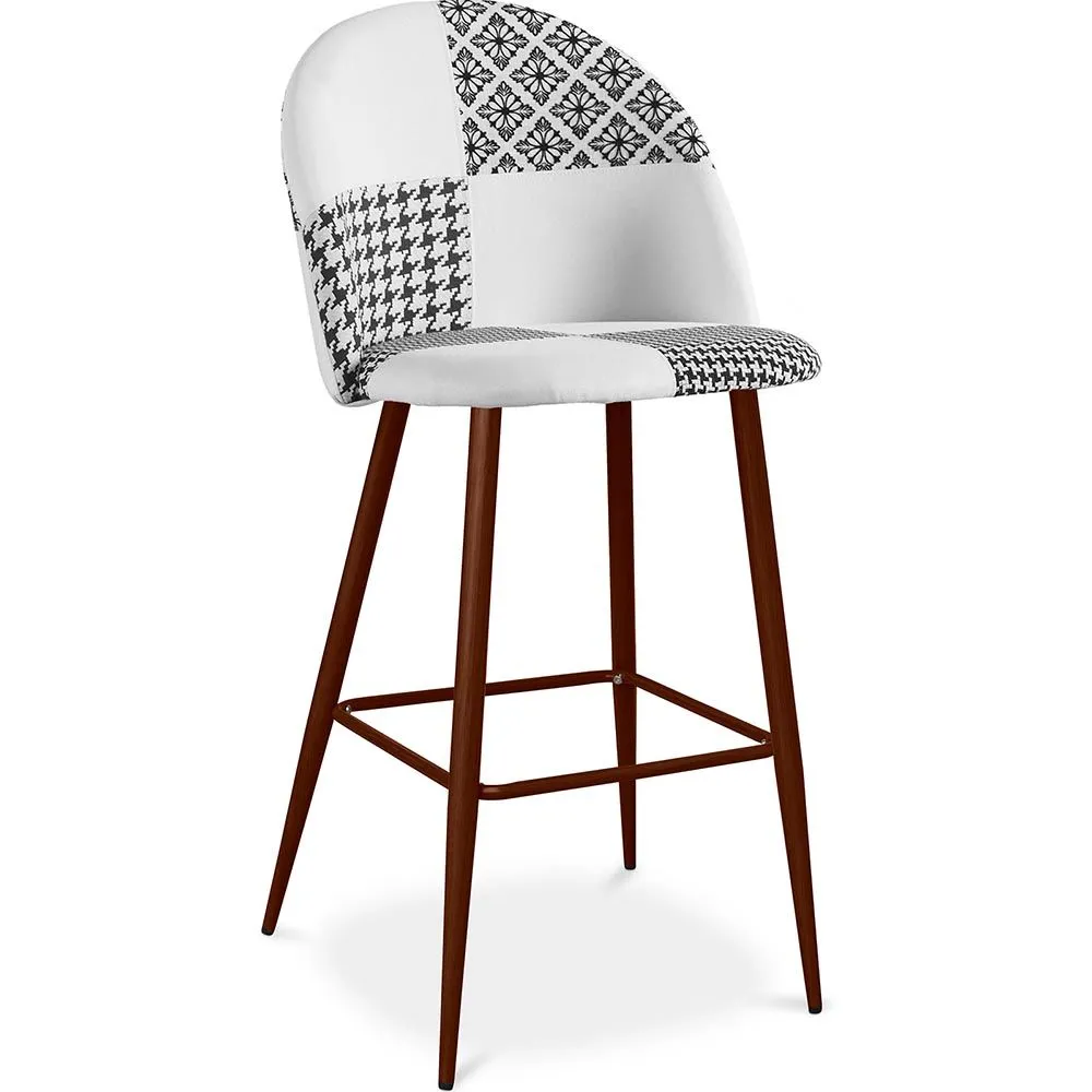 Patchwork Upholstered Stool - Scandinavian Style - Black and White - Evelyne image 8