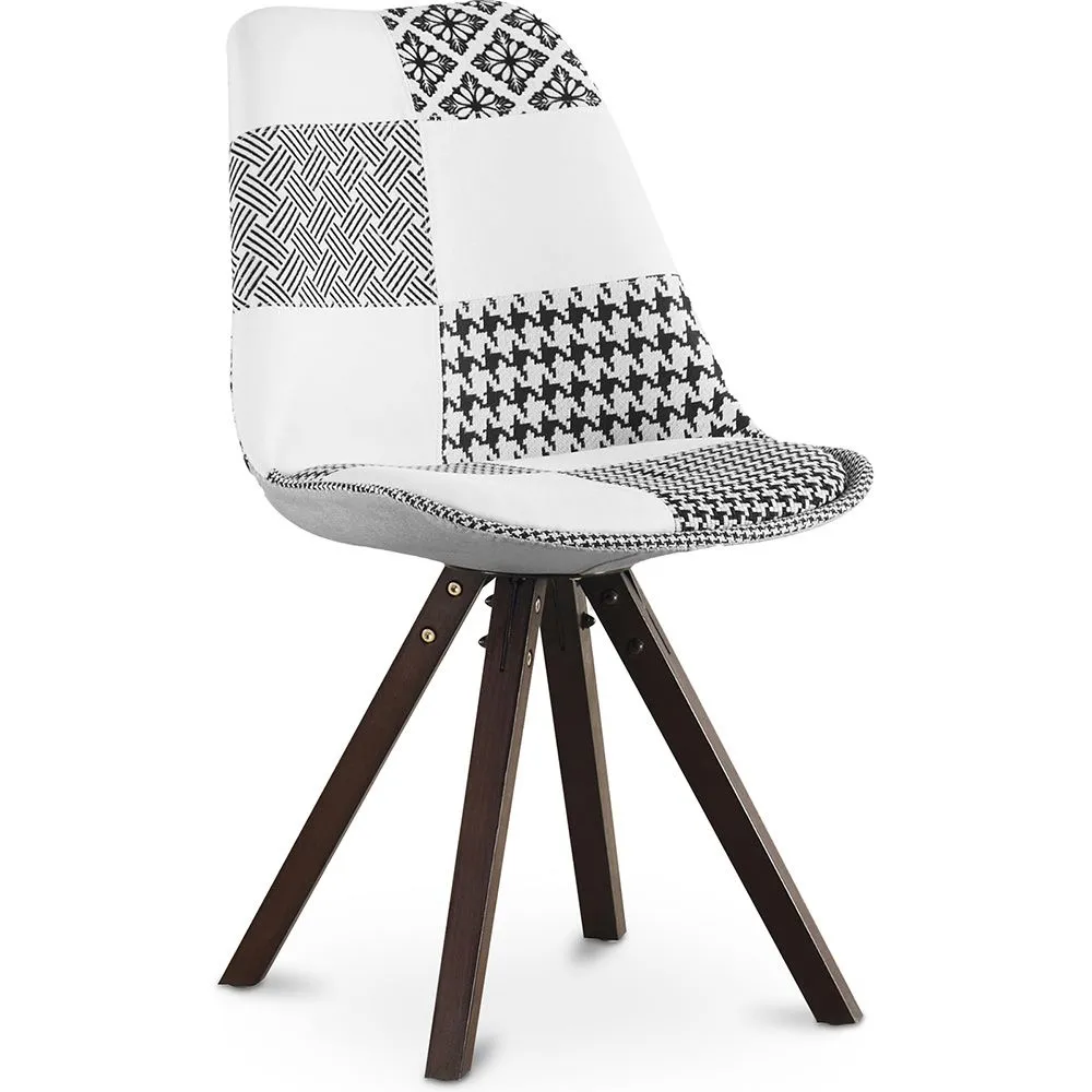 Dining Chair - Upholstered in Patchwork - Black and White - Denisse image 8