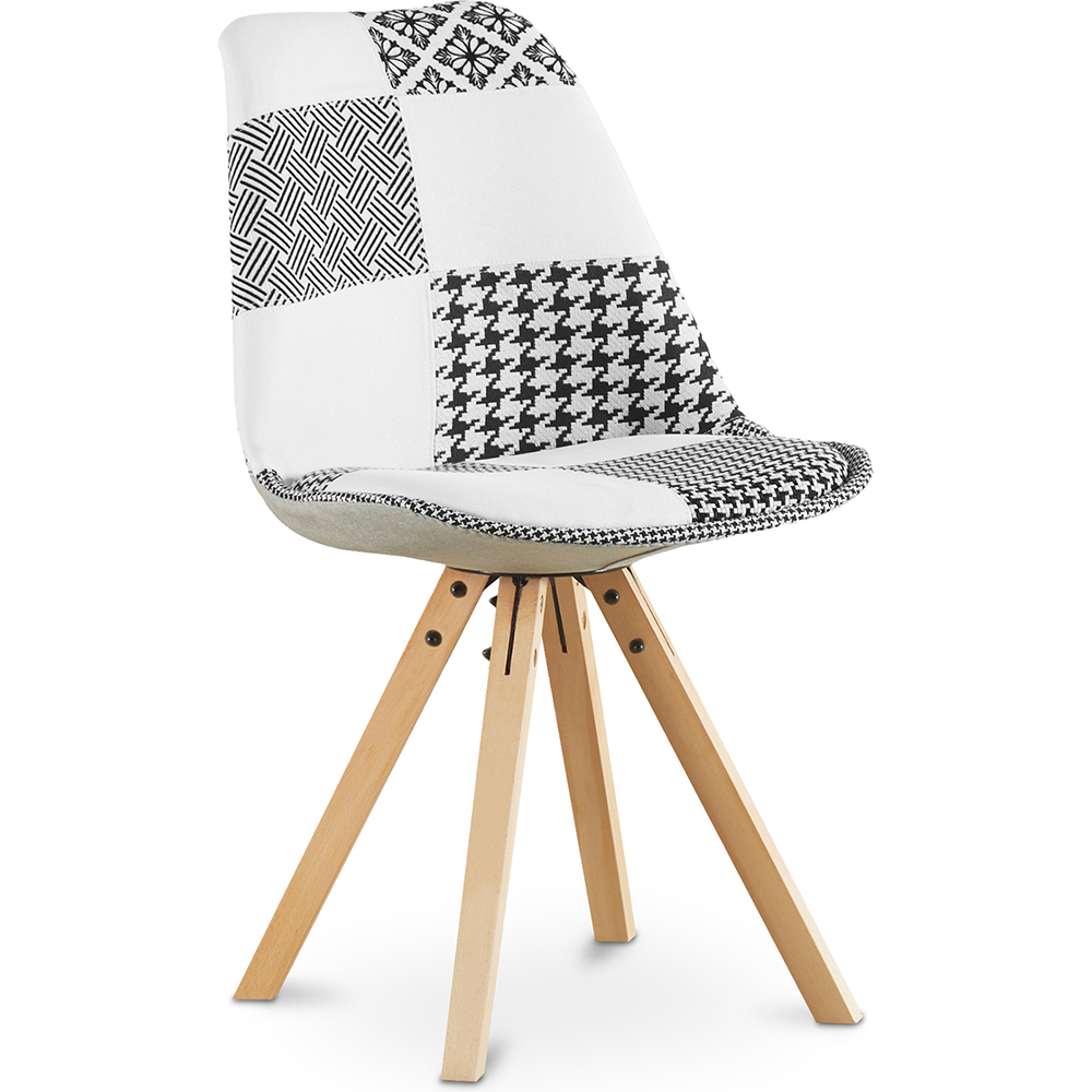  Buy Dining Chair - Upholstered in Black and White Patchwork - Denisse White / Black 59964 - in the UK