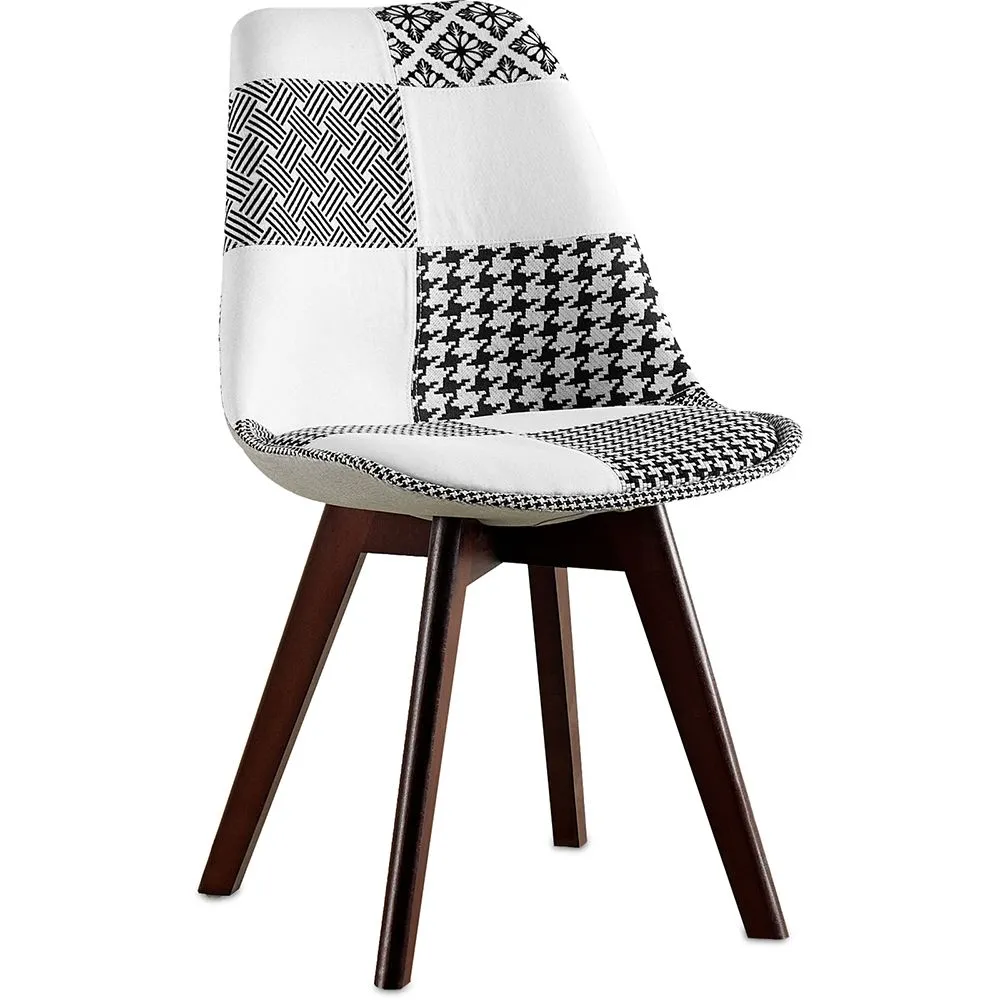 Dining Chair - Upholstered in Black and White Patchwork - New Edition - Sam image 8