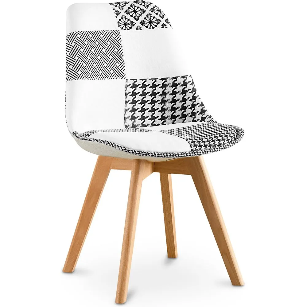 Dining Chair - Black and White Patchwork Upholstery - New Edition - Sam image 8