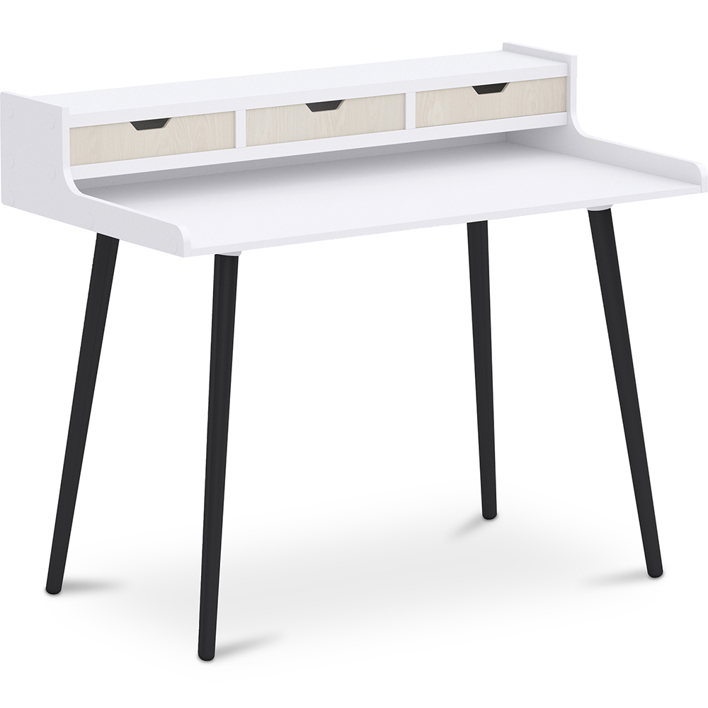  Buy Wooden Desk with Drawers - Scandinavian Design - Thora Natural Wood / White 59983 - in the UK