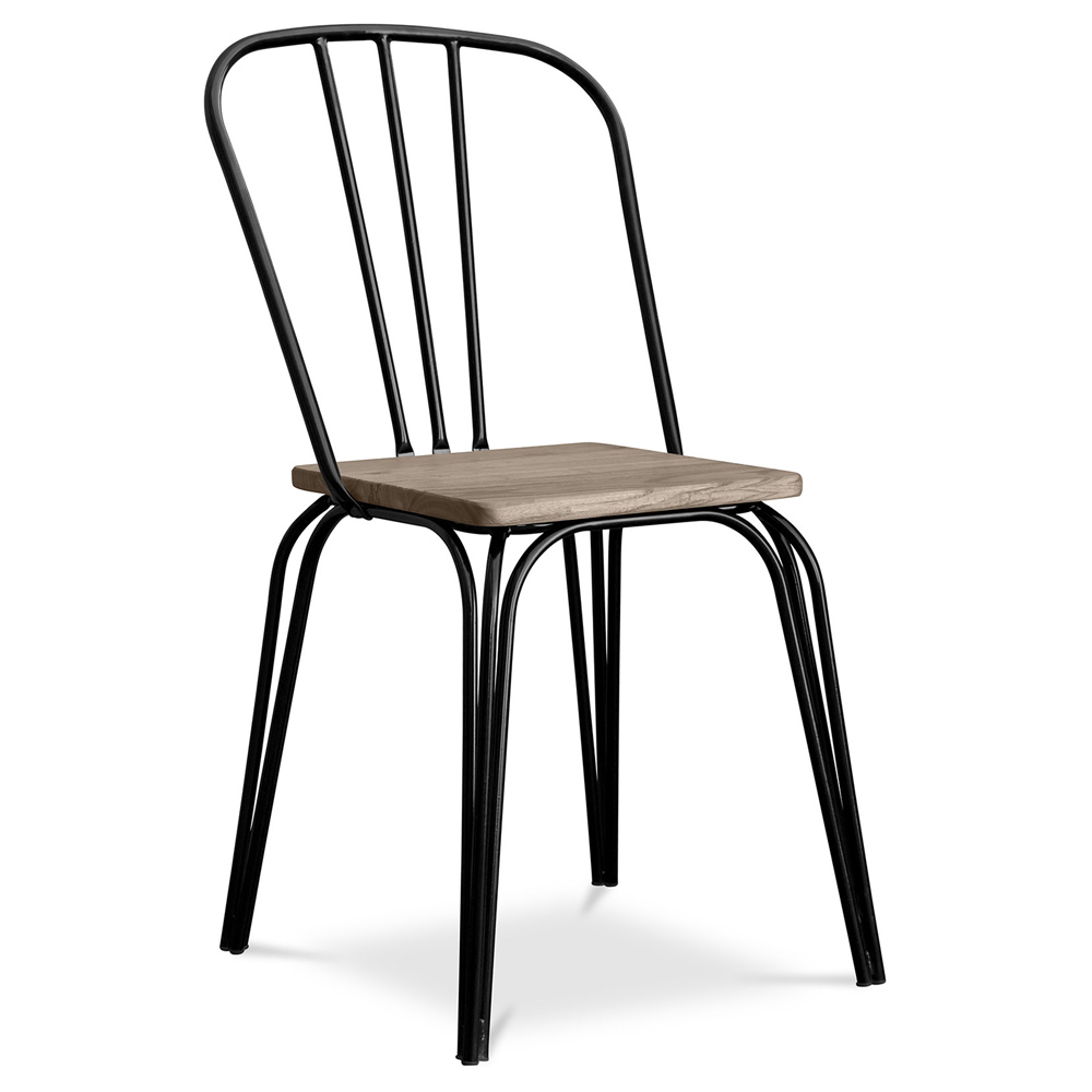  Buy Dining Chair - Industrial Design - Wood and Metal - Lillor Black 59989 - in the UK