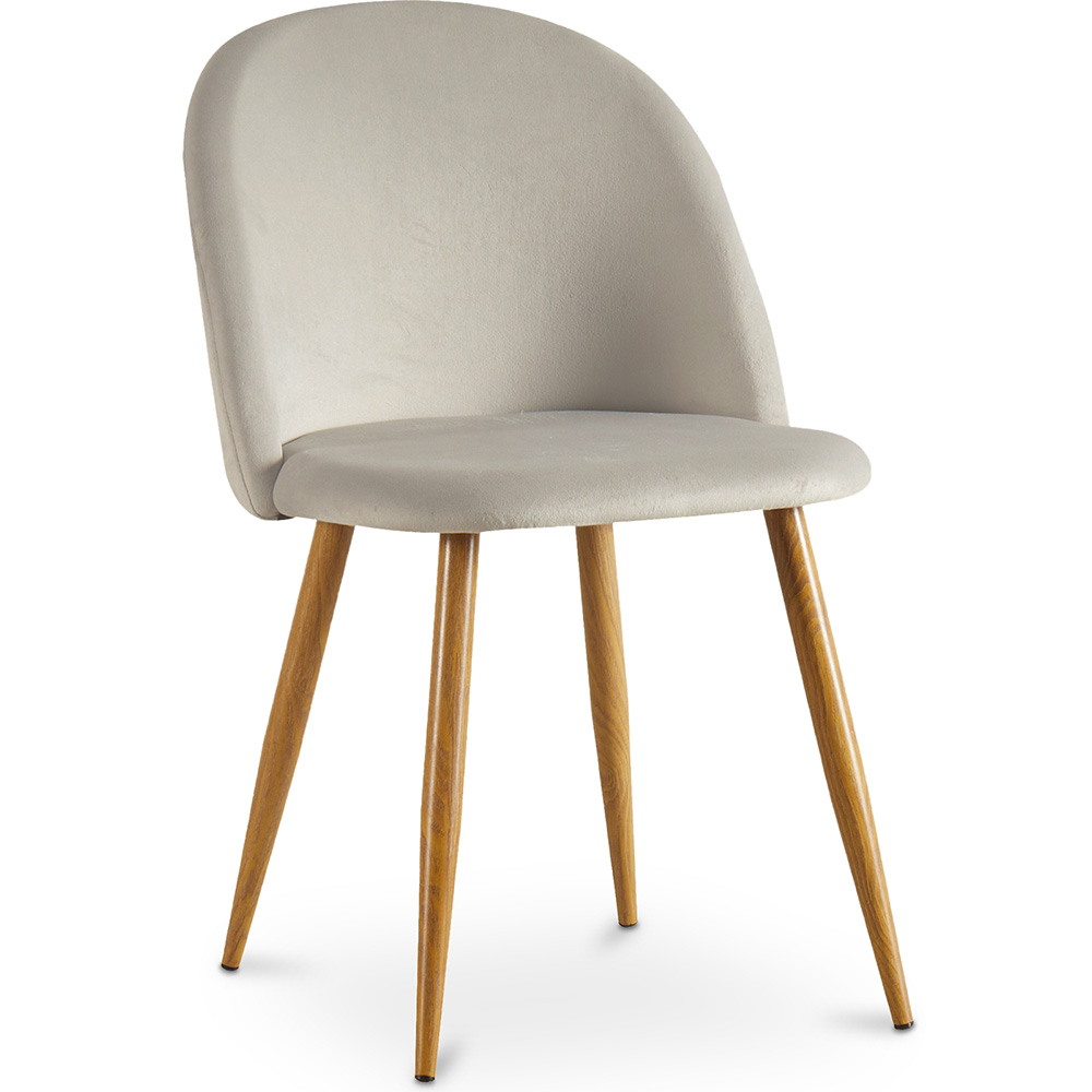  Buy Dining Chair Accent Velvet Upholstered Scandi Retro Design Wooden Legs - Evelyne Light grey 59990 - in the UK