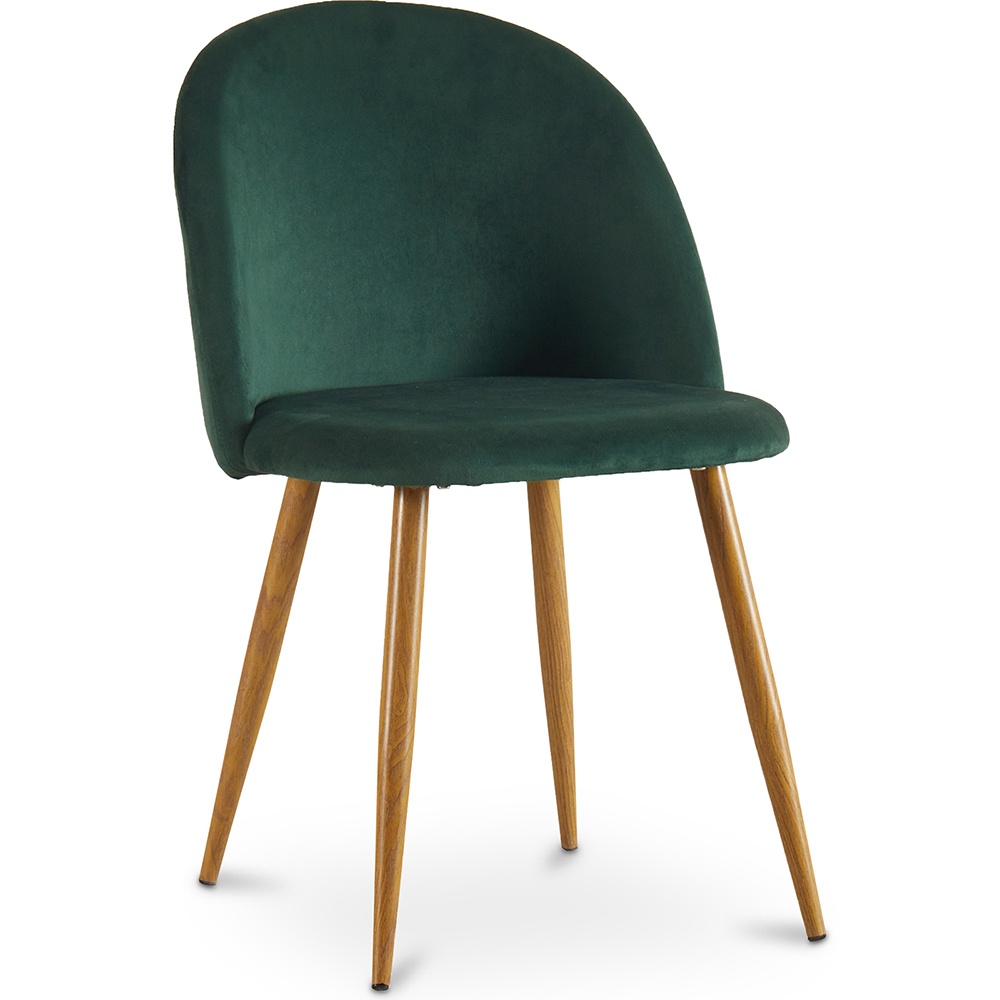  Buy Dining Chair Accent Velvet Upholstered Scandi Retro Design Wooden Legs - Evelyne Dark green 59990 - in the UK