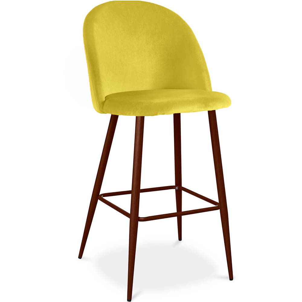  Buy Velvet Upholstered Stool - Scandinavian Design - Evelyne Yellow 59993 - in the UK